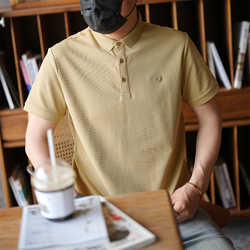 Men's Lightweight Casual Minimalist Polo Shirt - Solid Color Short Sleeve for Summer Business and Everyday Wear