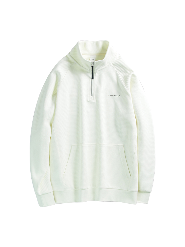 Men's Minimalist Diagonal Stripe Half-Zip Stand Collar Sweatshirt - Spring Fashion High-End Raglan Sleeve Layer, Hong Kong Style Men's Minimalist Diagonal Stripe Half-Zip Stand Collar Sweatshirt - Spring Fashion High-End Raglan Sleeve Layer, Hong Kong Style