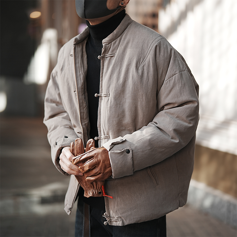 Men's National Style High-End Stand Collar Down Jacket, Trendy Chinese-Style Winter Coat with Zipper Men's National Style High-End Stand Collar Down Jacket, Trendy Chinese-Style Winter Coat with Zipper