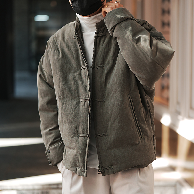Men's National Style High-End Stand Collar Down Jacket, Trendy Chinese-Style Winter Coat with Zipper Men's National Style High-End Stand Collar Down Jacket, Trendy Chinese-Style Winter Coat with Zipper