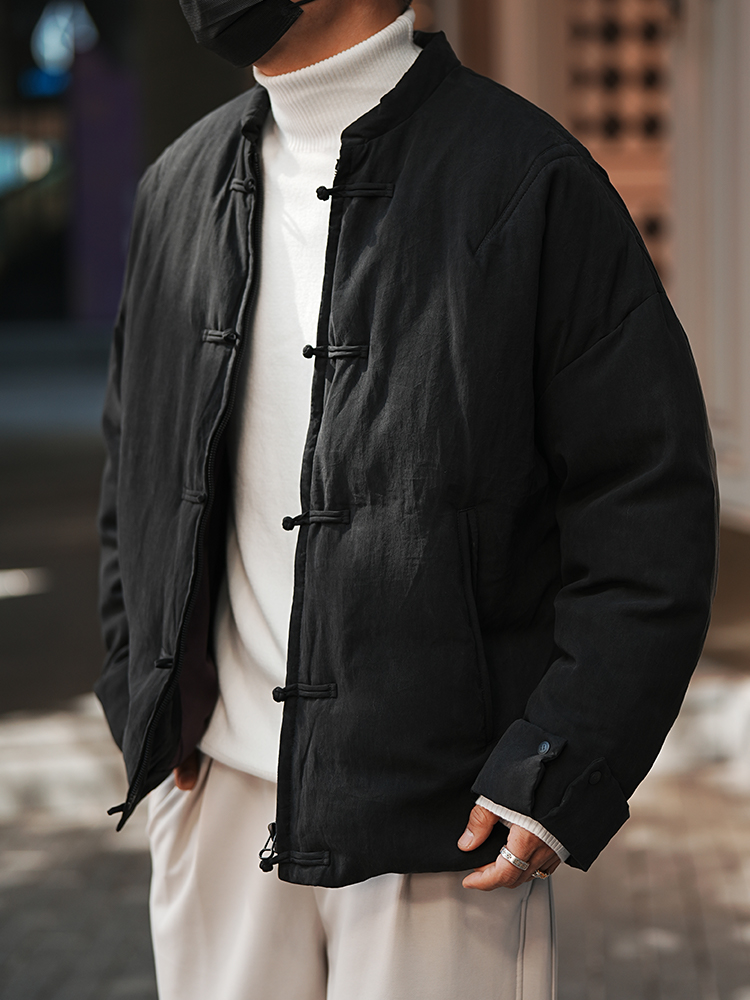 Men's National Style High-End Stand Collar Down Jacket, Trendy Chinese-Style Winter Coat with Zipper Men's National Style High-End Stand Collar Down Jacket, Trendy Chinese-Style Winter Coat with Zipper