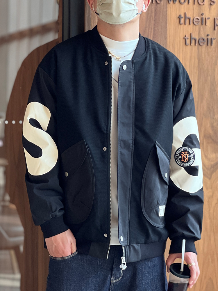 Men's Patchwork Cotton Jacket - Trendy Heavy-Duty Baseball Collar Streetwear for Spring and Autumn, American Casual Design Men's Patchwork Cotton Jacket - Trendy Heavy-Duty Baseball Collar Streetwear for Spring and Autumn, American Casual Design