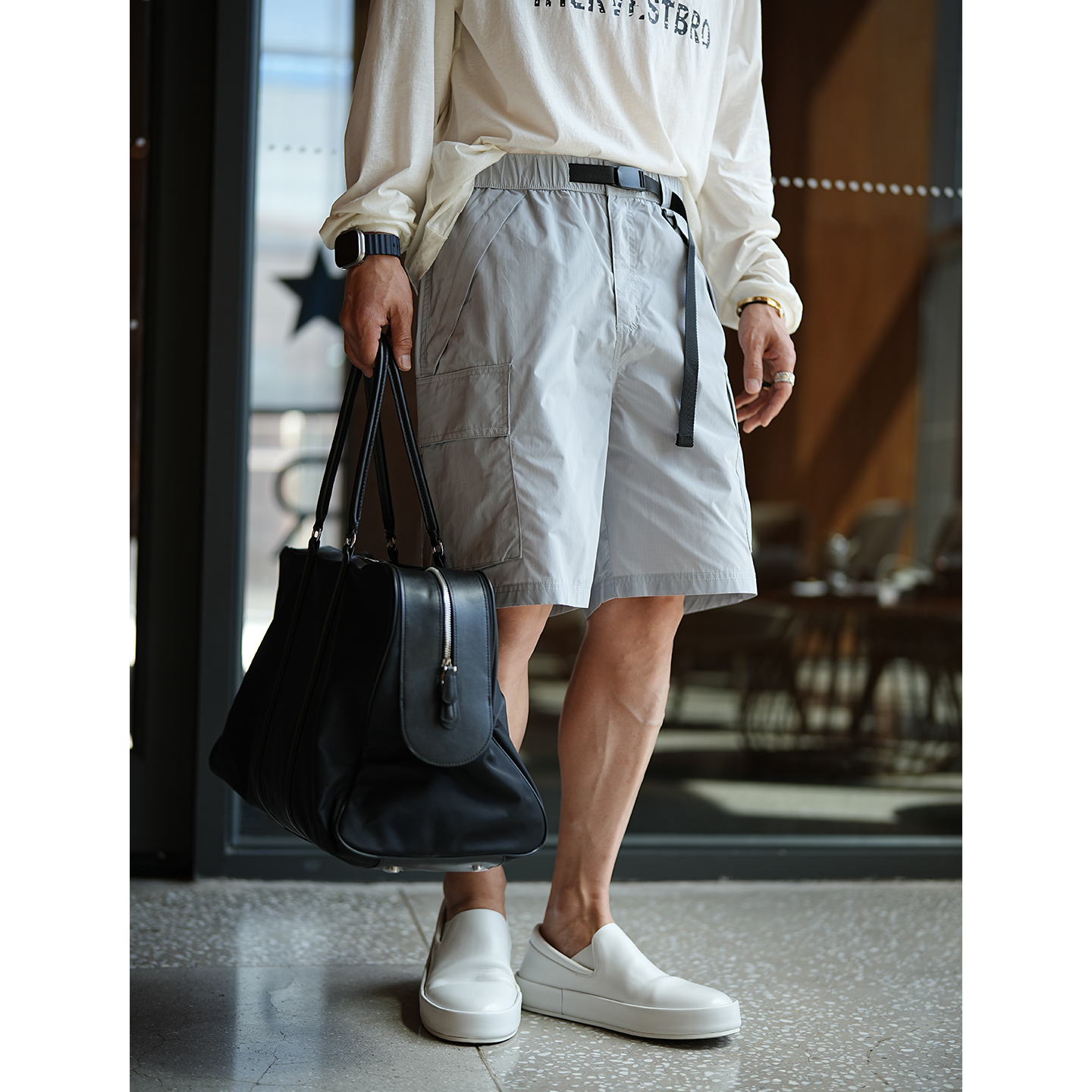 Men's Retro Pocket Design Elastic Waist Pure Cotton Shorts - Trendy Summer Five-Point Pants in Korean Style Men's Retro Pocket Design Elastic Waist Pure Cotton Shorts - Trendy Summer Five-Point Pants in Korean Style