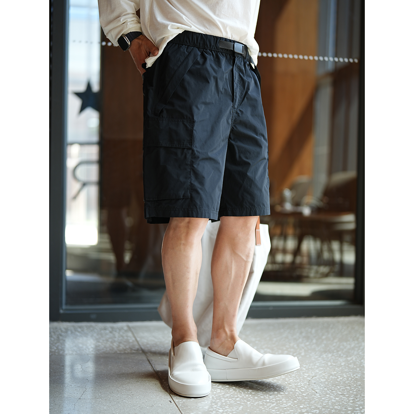 Men's Retro Pocket Design Elastic Waist Pure Cotton Shorts - Trendy Summer Five-Point Pants in Korean Style Men's Retro Pocket Design Elastic Waist Pure Cotton Shorts - Trendy Summer Five-Point Pants in Korean Style