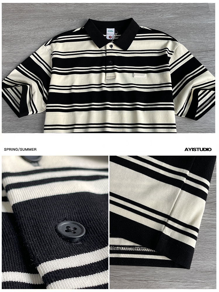 Men's Short Sleeve Striped Polo Shirt - Versatile Spring Fashion Trend, American Youth Style, Casual Lapel Top Men's Short Sleeve Striped Polo Shirt - Versatile Spring Fashion Trend, American Youth Style, Casual Lapel Top
