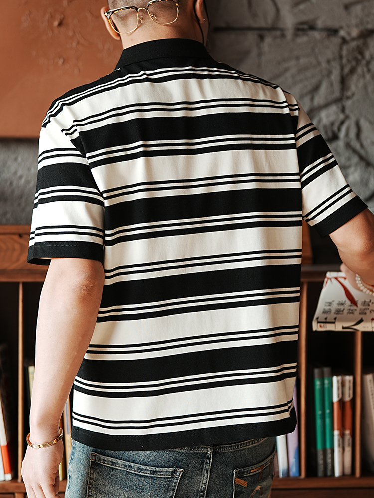 Men's Short Sleeve Striped Polo Shirt - Versatile Spring Fashion Trend, American Youth Style, Casual Lapel Top Men's Short Sleeve Striped Polo Shirt - Versatile Spring Fashion Trend, American Youth Style, Casual Lapel Top