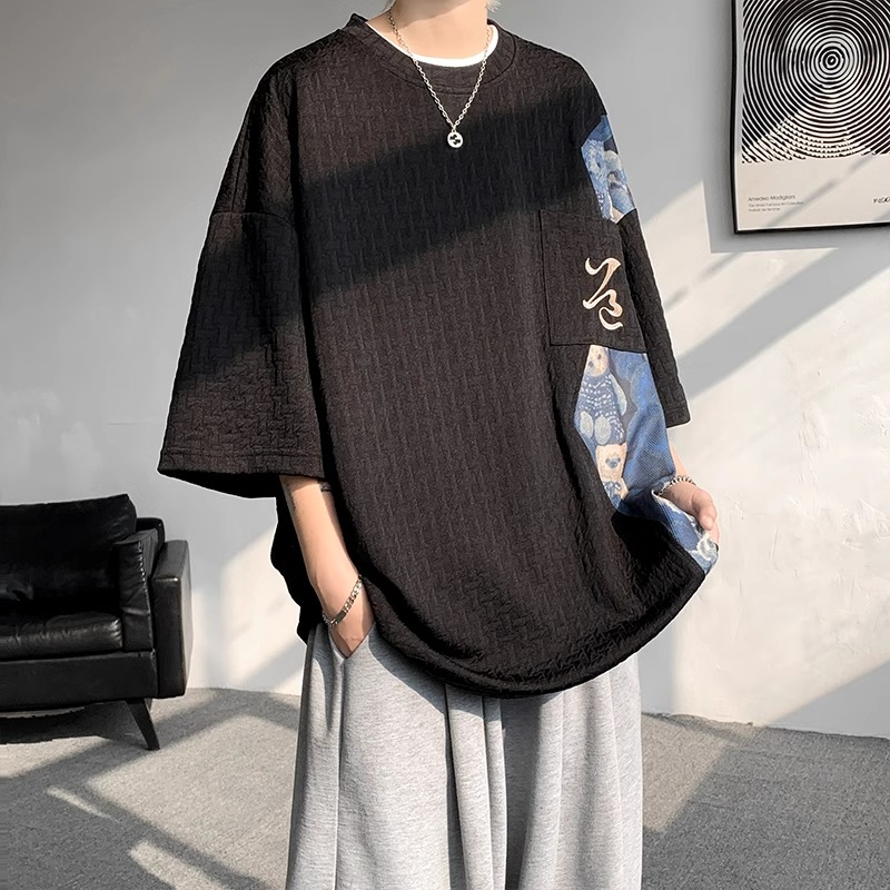 Men's Summer Chinese-Style Bear Short Sleeve T-Shirt, Trendy Textured Loose Fit, National Style, Youthful Fashion Men's Summer Chinese-Style Bear Short Sleeve T-Shirt, Trendy Textured Loose Fit, National Style, Youthful Fashion