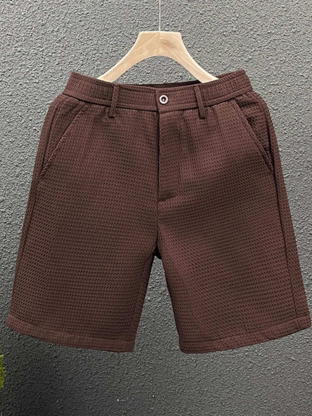 Men's Summer Waffle Shorts, Slim-Fit Casual Five-Point Pants, Versatile Solid Color Straight-Leg Mid-Length Shorts Men's Summer Waffle Shorts, Slim-Fit Casual Five-Point Pants, Versatile Solid Color Straight-Leg Mid-Length Shorts