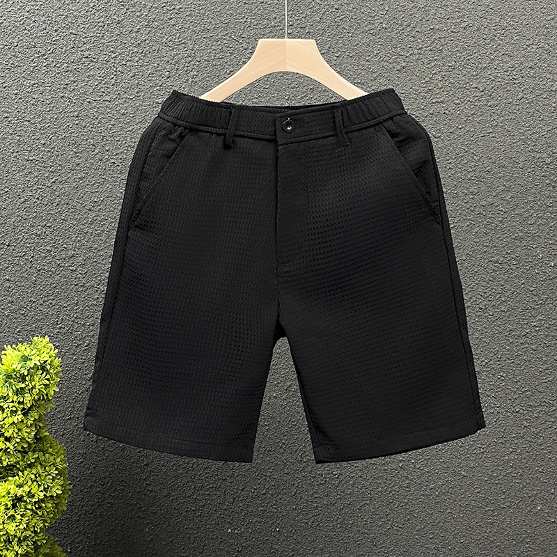 Men's Summer Waffle Shorts, Slim-Fit Casual Five-Point Pants, Versatile Solid Color Straight-Leg Mid-Length Shorts Men's Summer Waffle Shorts, Slim-Fit Casual Five-Point Pants, Versatile Solid Color Straight-Leg Mid-Length Shorts