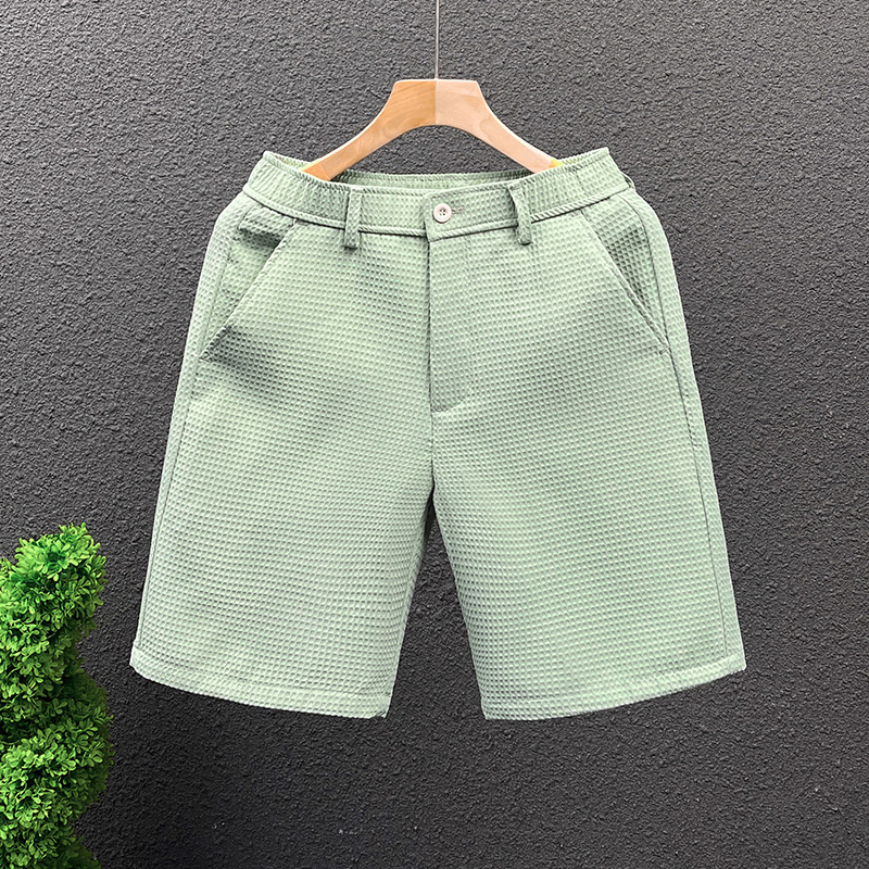 Men's Summer Waffle Shorts, Slim-Fit Casual Five-Point Pants, Versatile Solid Color Straight-Leg Mid-Length Shorts Men's Summer Waffle Shorts, Slim-Fit Casual Five-Point Pants, Versatile Solid Color Straight-Leg Mid-Length Shorts
