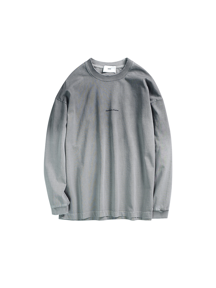 Men's Vintage Distressed Long Sleeve T-Shirt with Gradient Collar - American Retro Style, Cool Loose Fit for Spring Men's Vintage Distressed Long Sleeve T-Shirt with Gradient Collar - American Retro Style, Cool Loose Fit for Spring