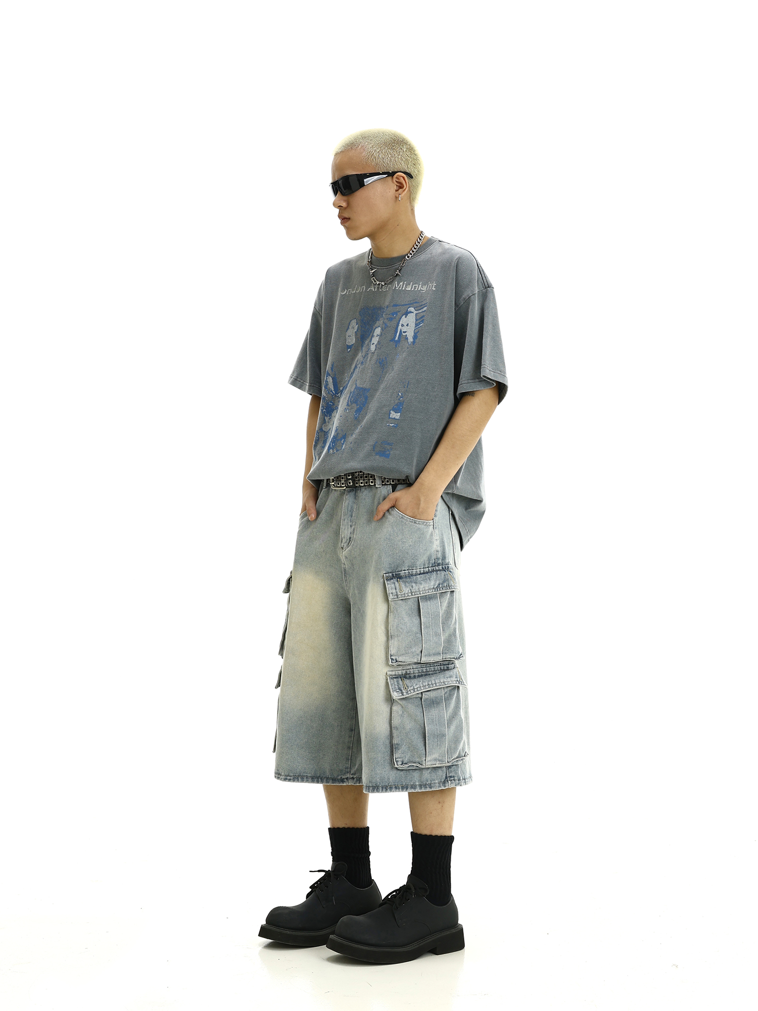 Men's Vintage Workwear Denim Pants - Multi-Pocket, Loose Straight-Leg, Cropped American Retro Style for Summer Men's Vintage Workwear Denim Pants - Multi-Pocket, Loose Straight-Leg, Cropped American Retro Style for Summer