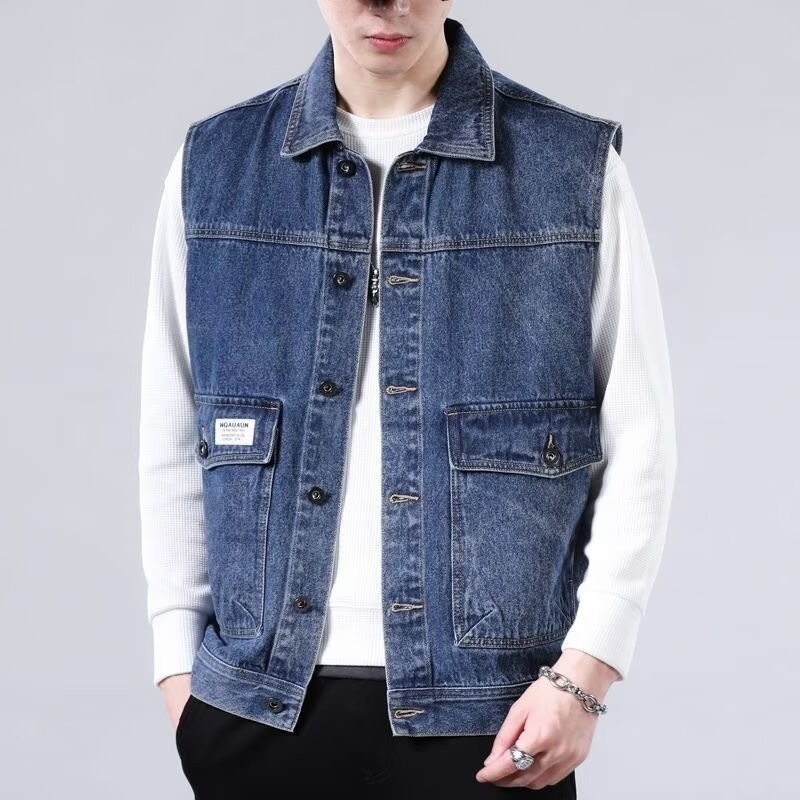 Men's Vintage Workwear Vest - Casual Loose Waistcoat for Spring & Autumn, 2025 American Style, Ideal for 90s & Y2K Fashion Trends Men's Vintage Workwear Vest - Casual Loose Waistcoat for Spring & Autumn, 2025 American Style, Ideal for 90s & Y2K Fashion Trends
