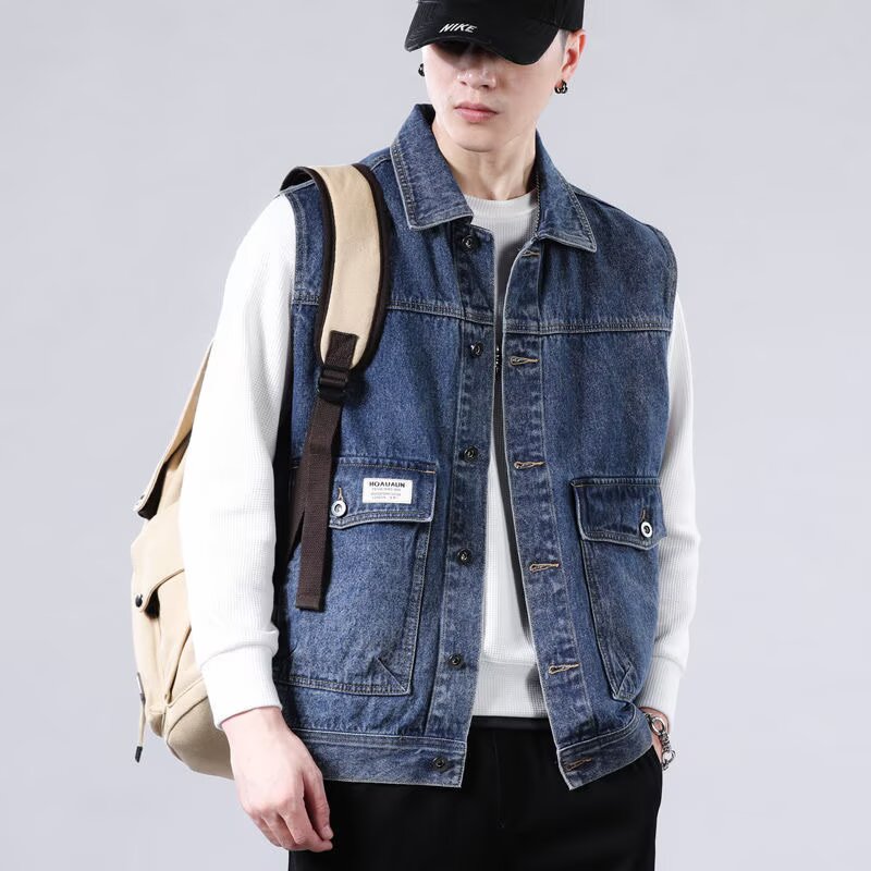 Men's Vintage Workwear Vest - Casual Loose Waistcoat for Spring & Autumn, 2025 American Style, Ideal for 90s & Y2K Fashion Trends Men's Vintage Workwear Vest - Casual Loose Waistcoat for Spring & Autumn, 2025 American Style, Ideal for 90s & Y2K Fashion Trends