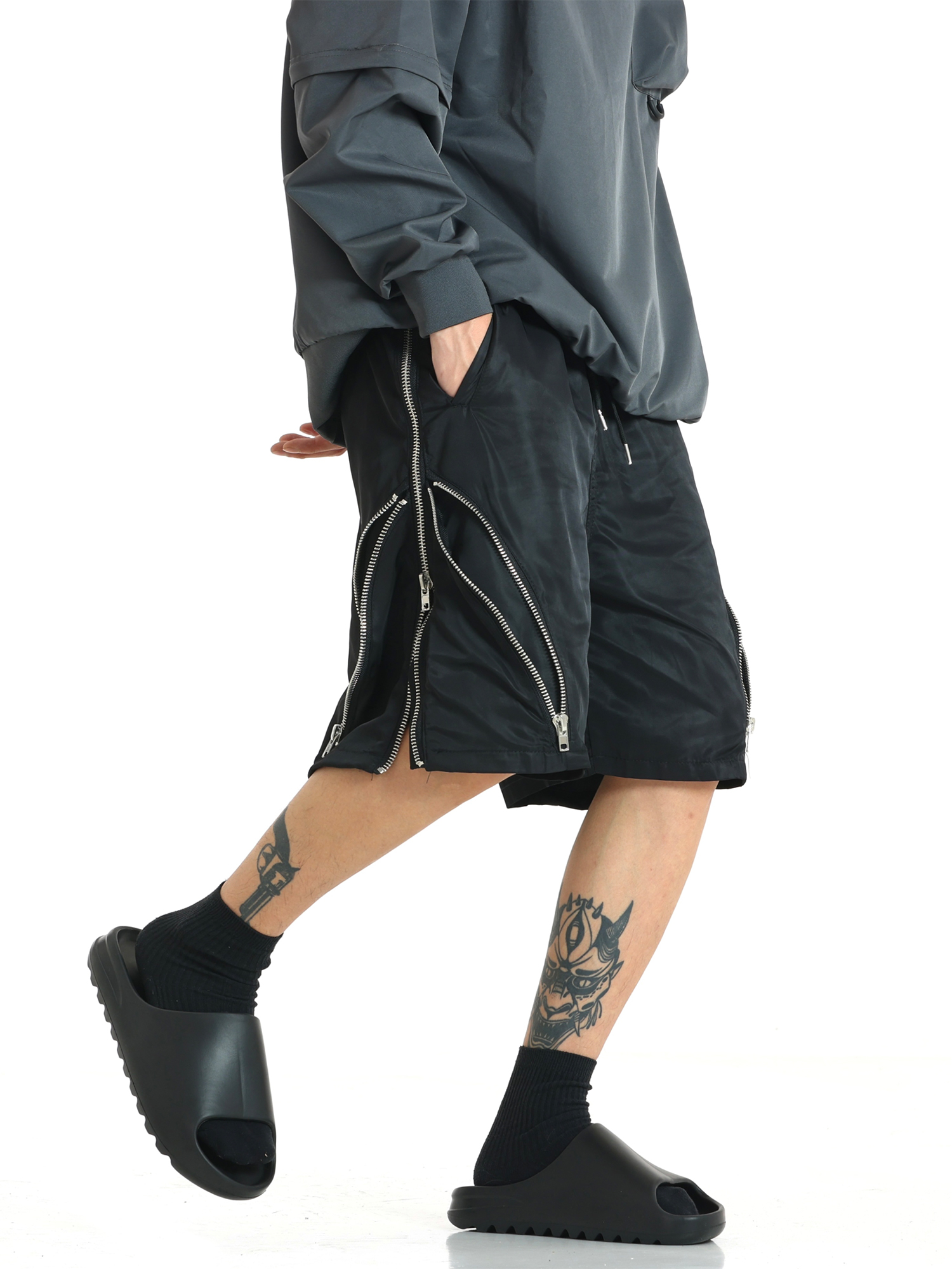 Men's Zippered Sports Shorts - Trendy Loose Casual Five-Point Pants with American High Street Vibe for Summer Activities
