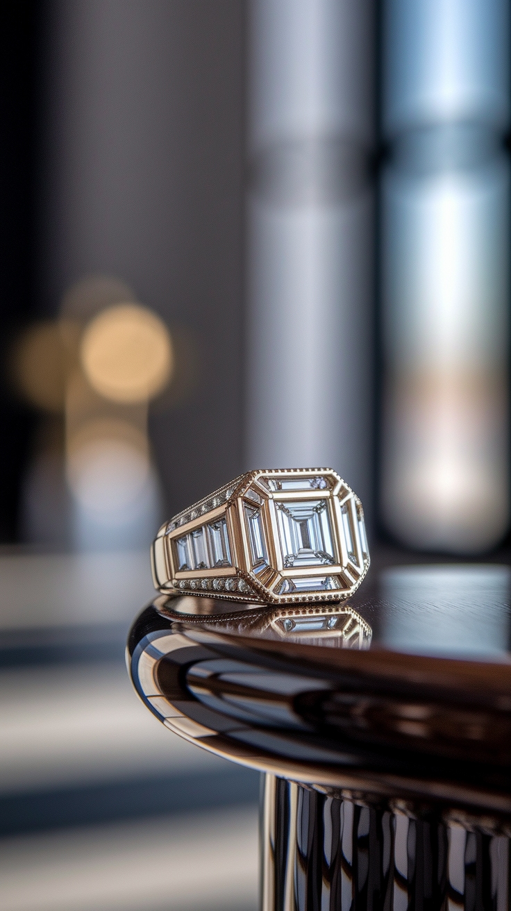 Mens Baguette Diamond Ring: A Bold Accessory Choice outfit idea