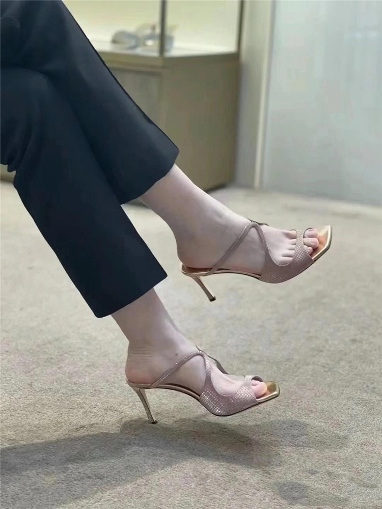 Mermaid Princess Pink Open-Toe Sandals for Women - Fashionable High Heels with Thin Cross Straps for Summer 2025 Mermaid Princess Pink Open-Toe Sandals for Women - Fashionable High Heels with Thin Cross Straps for Summer 2025