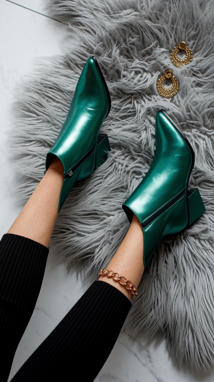 Shine Bright with Metallic Ankle Boots This Season outfit idea