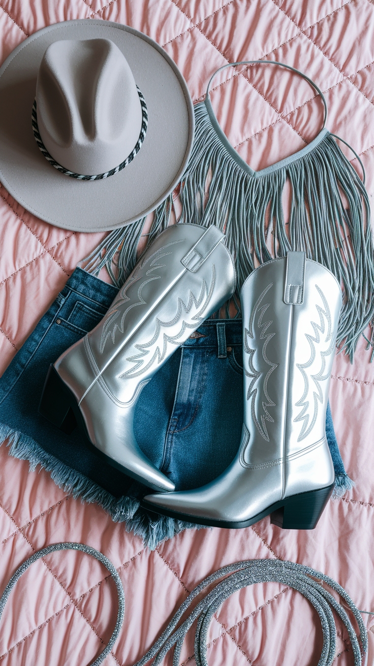 Metallic Cowgirl Boots Outfit: Western Meets Glam outfit idea