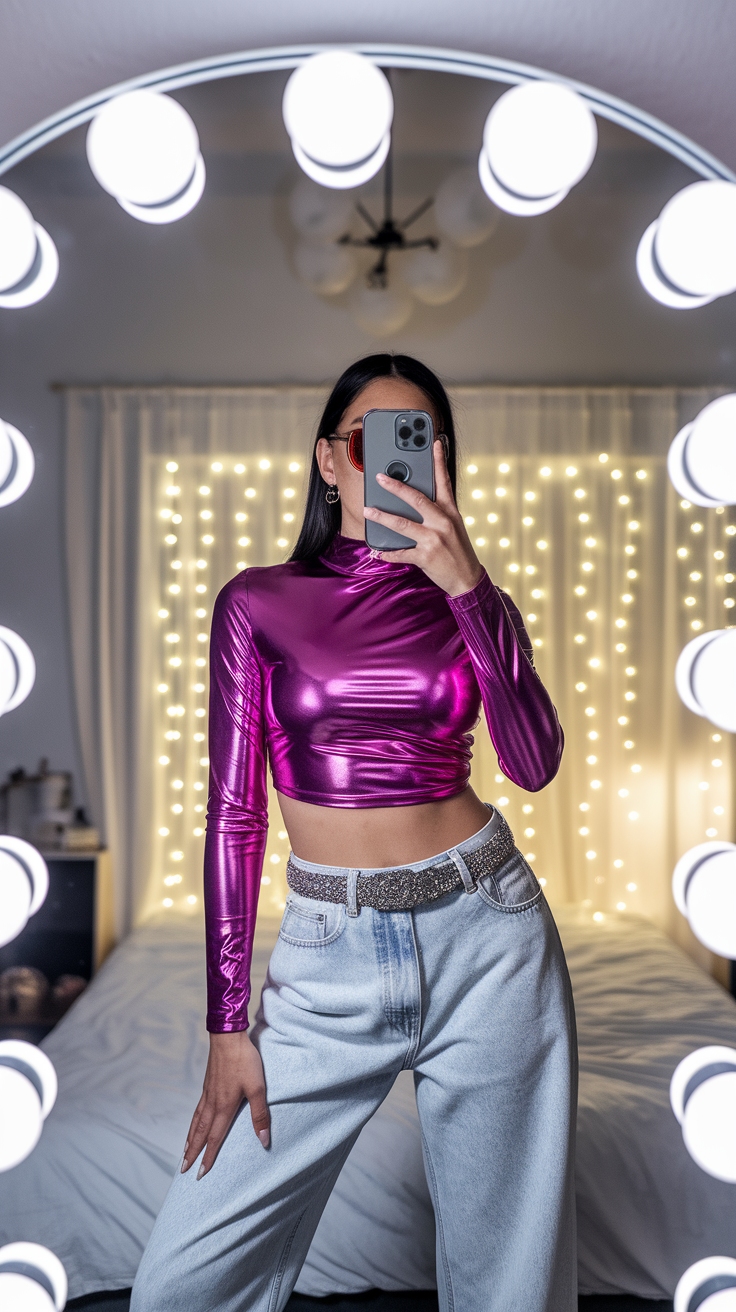 Metallic Crop Top Outfit: Flaunt Your Style with Confidence outfit idea