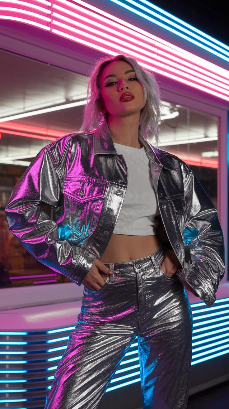 Metallic Denim Outfit: Stand Out This Season outfit idea