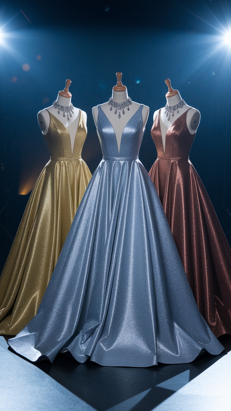 Shimmer in Metallic Dresses Long This Festival Season outfit idea