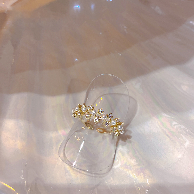 Micro-Inlaid Colored Diamond Zircon Lace Pearl Open Ring for Women - Summer Japanese Korean Style Light Luxury Fashion 2025 Micro-Inlaid Colored Diamond Zircon Lace Pearl Open Ring for Women - Summer Japanese Korean Style Light Luxury Fashion 2025