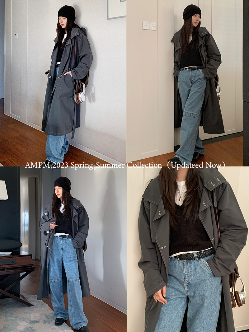 Mid-Length Gray Trench Coat 2025 - High-End Korean Style British Fashion for Petite Wear Mid-Length Gray Trench Coat 2025 - High-End Korean Style British Fashion for Petite Wear