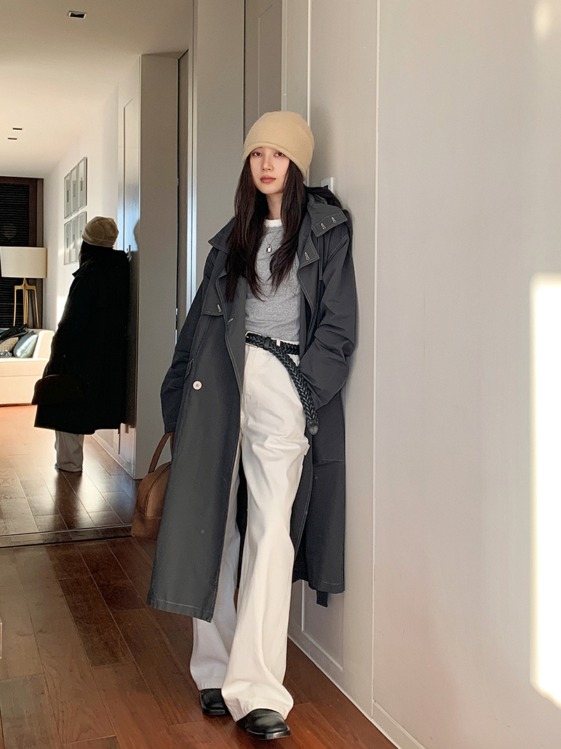 Mid-Length Gray Trench Coat 2025 - High-End Korean Style British Fashion for Petite Wear Mid-Length Gray Trench Coat 2025 - High-End Korean Style British Fashion for Petite Wear