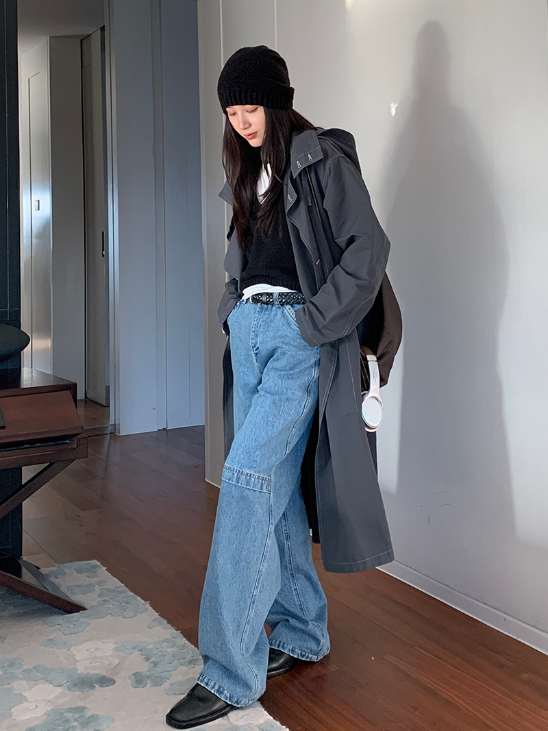 Mid-Length Gray Trench Coat 2025 - High-End Korean Style British Fashion for Petite Wear