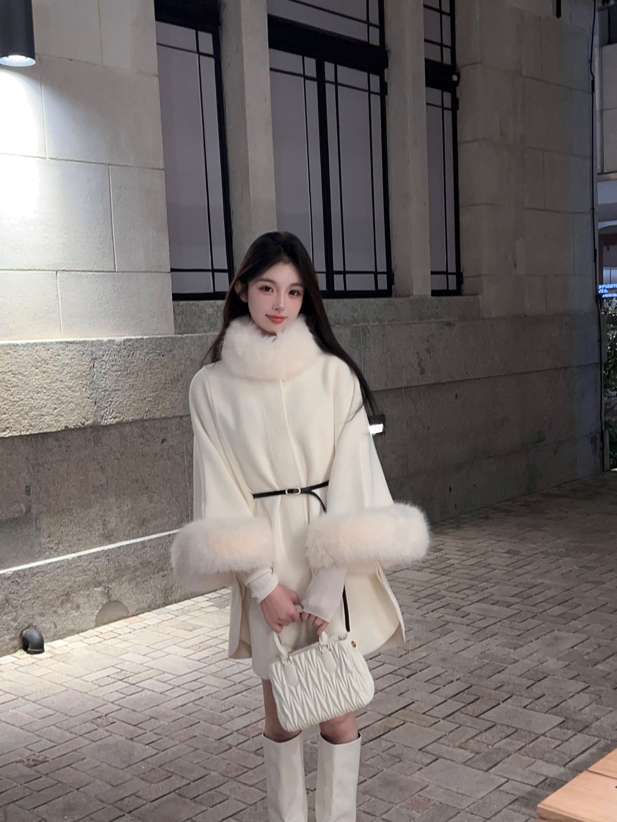 Mid-Length White Eco-Friendly Imitation Fox Fur Coat for Women - Winter Mink Velvet Cape Outerwear