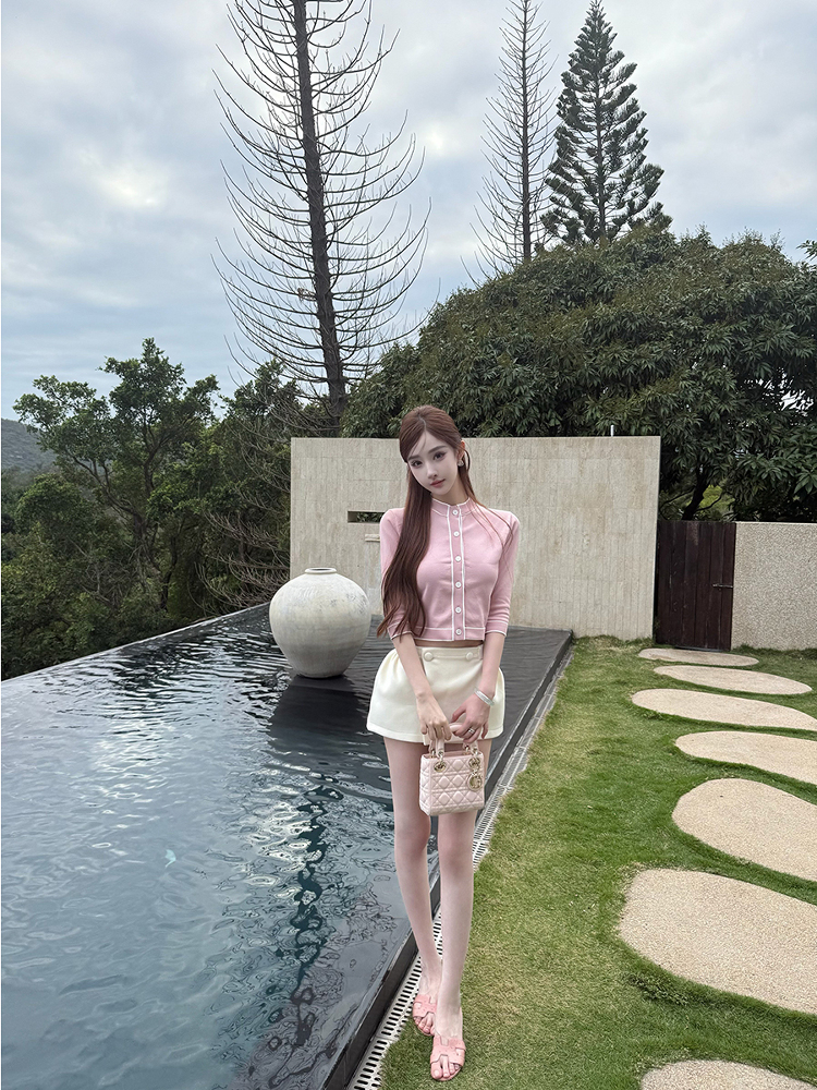 Milk Fragrance Cherry Blossom Ice Silk Short Sleeve Cardigan Slim Fit T-Shirt - Cool Summer Top for Air Conditioning Milk Fragrance Cherry Blossom Ice Silk Short Sleeve Cardigan Slim Fit T-Shirt - Cool Summer Top for Air Conditioning