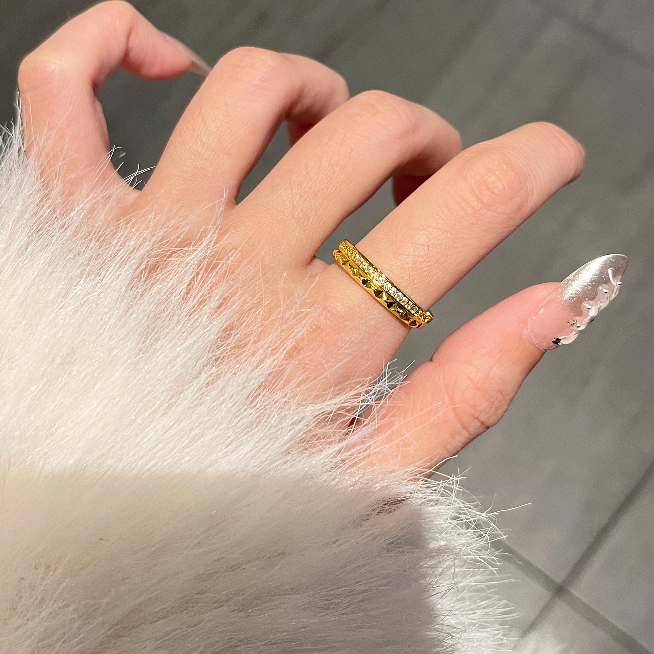 Minimalist Adjustable Diamond-Shaped Ring for Women - Versatile Light Luxury Thin Band, Niche High-End Ins Style Jewelry