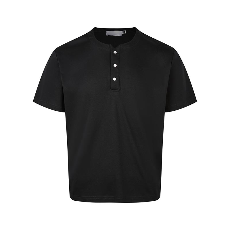 Minimalist American Style Henley Short Sleeve T-Shirt - Versatile Unisex Basic Tee for Summer, Clean Fit, High Sensitivity Minimalist American Style Henley Short Sleeve T-Shirt - Versatile Unisex Basic Tee for Summer, Clean Fit, High Sensitivity