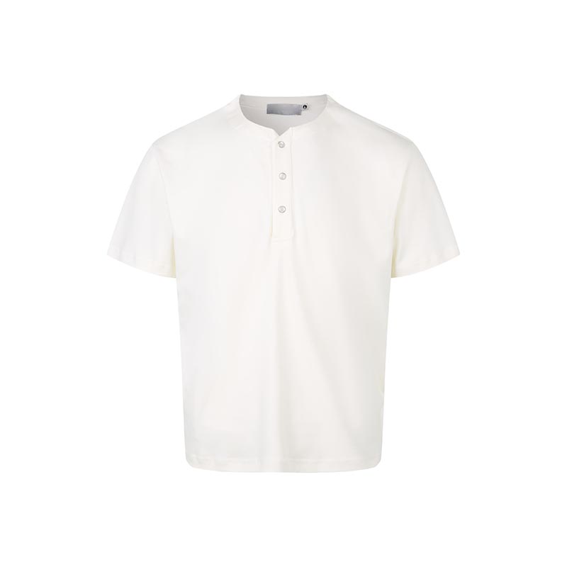 Minimalist American Style Henley Short Sleeve T-Shirt - Versatile Unisex Basic Tee for Summer, Clean Fit, High Sensitivity Minimalist American Style Henley Short Sleeve T-Shirt - Versatile Unisex Basic Tee for Summer, Clean Fit, High Sensitivity