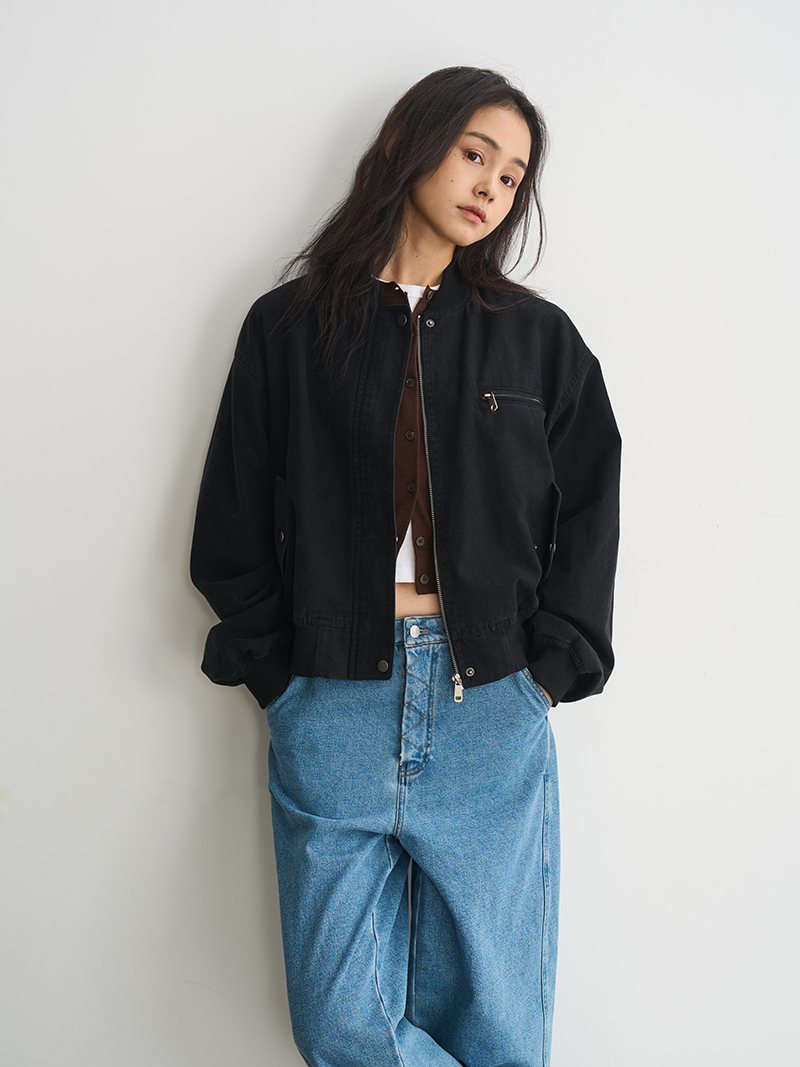 Minimalist Black Cotton Baseball Jacket for Women - Versatile Short Padded Coat, Perfect for Casual 90s and Y2K Style