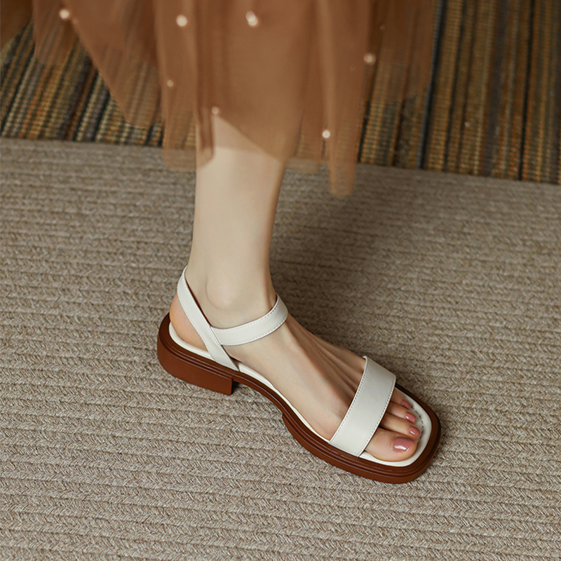 Minimalist Buckle Strap Roman Sandals for Women - Open-Toe Flat Retro Style, Versatile Slimming Low-Heeled Square Toe for Summer 2025 Minimalist Buckle Strap Roman Sandals for Women - Open-Toe Flat Retro Style, Versatile Slimming Low-Heeled Square Toe for Summer 2025