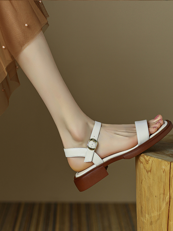 Minimalist Buckle Strap Roman Sandals for Women - Open-Toe Flat Retro Style, Versatile Slimming Low-Heeled Square Toe for Summer 2025 Minimalist Buckle Strap Roman Sandals for Women - Open-Toe Flat Retro Style, Versatile Slimming Low-Heeled Square Toe for Summer 2025