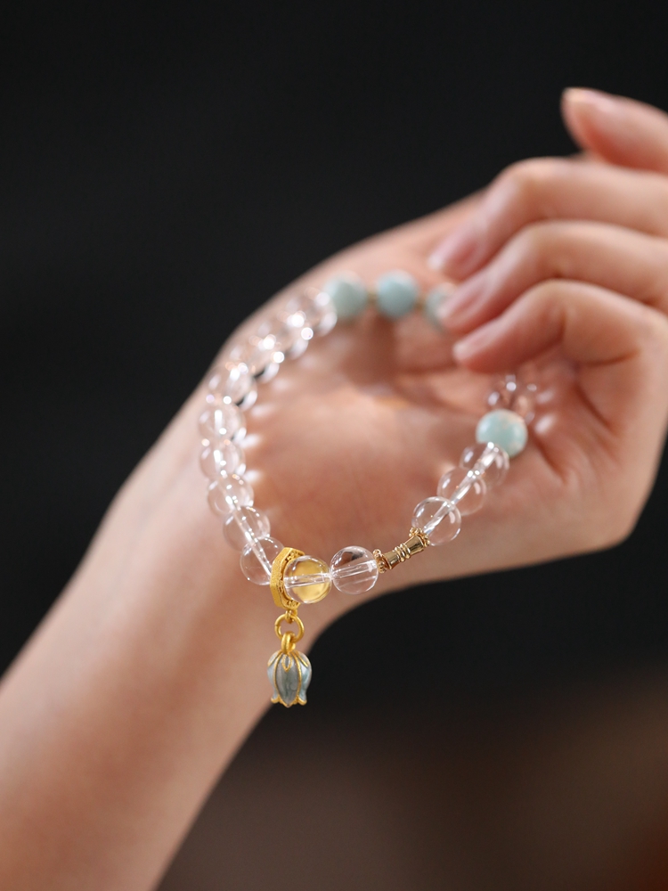 Minimalist Chinese Style Artificial Crystal Bracelet for Women - Elegant Single Circle Jewelry Gift for Girlfriend or Friend Minimalist Chinese Style Artificial Crystal Bracelet for Women - Elegant Single Circle Jewelry Gift for Girlfriend or Friend