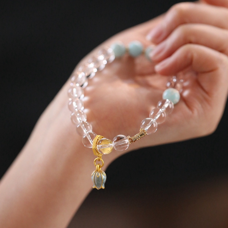 Minimalist Chinese Style Artificial Crystal Bracelet for Women - Elegant Single Circle Jewelry Gift for Girlfriend or Friend Minimalist Chinese Style Artificial Crystal Bracelet for Women - Elegant Single Circle Jewelry Gift for Girlfriend or Friend