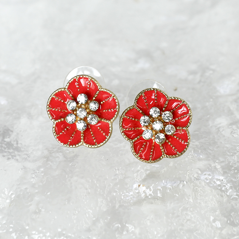 Minimalist Flower Diamond-Studded Drop Earrings for Women - Versatile Metal Design in Two Trendy Colors
