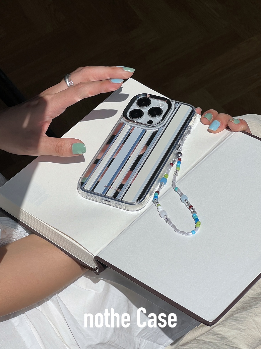 Minimalist Full Coverage Phone Case for iPhone 15 Pro Max - Greenland Summer Stripe Design, Trendy Niche Style Minimalist Full Coverage Phone Case for iPhone 15 Pro Max - Greenland Summer Stripe Design, Trendy Niche Style