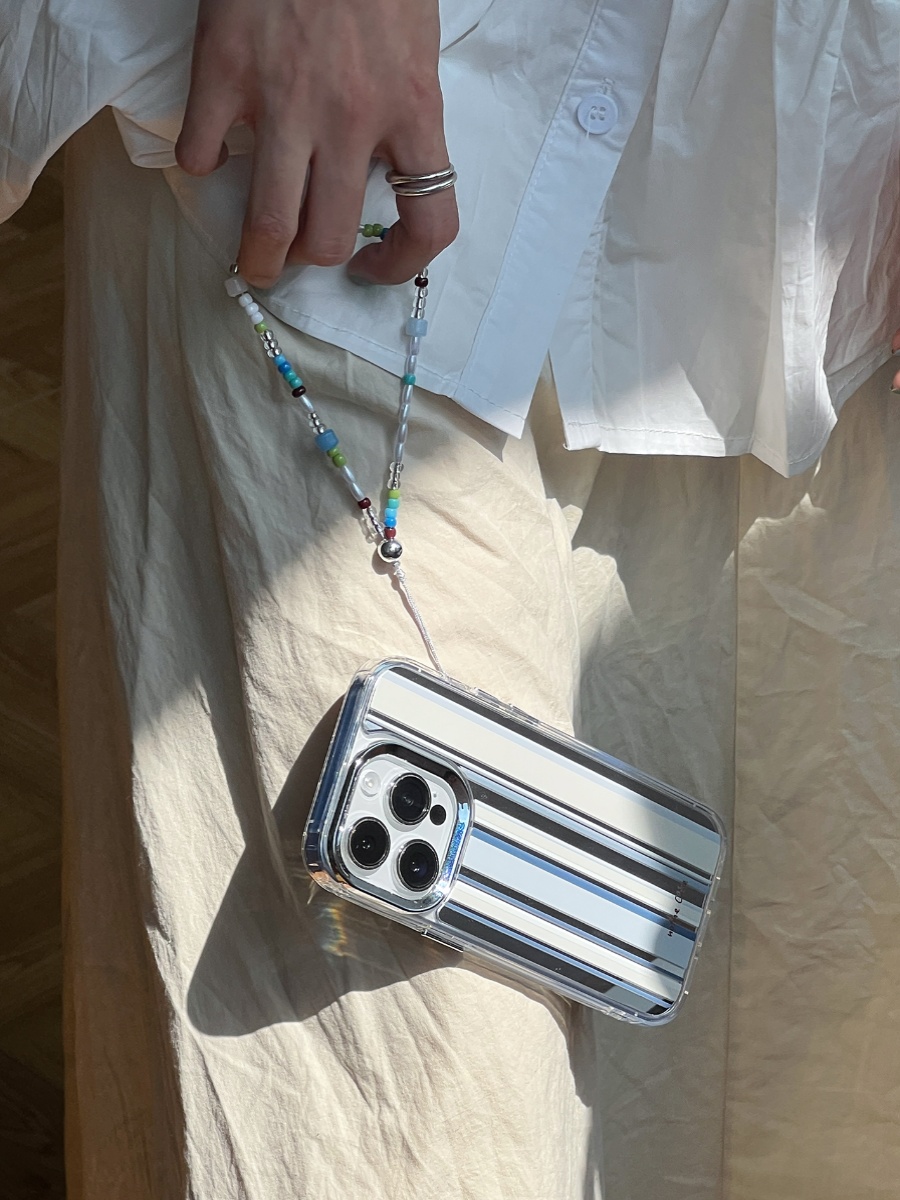 Minimalist Full Coverage Phone Case for iPhone 15 Pro Max - Greenland Summer Stripe Design, Trendy Niche Style Minimalist Full Coverage Phone Case for iPhone 15 Pro Max - Greenland Summer Stripe Design, Trendy Niche Style