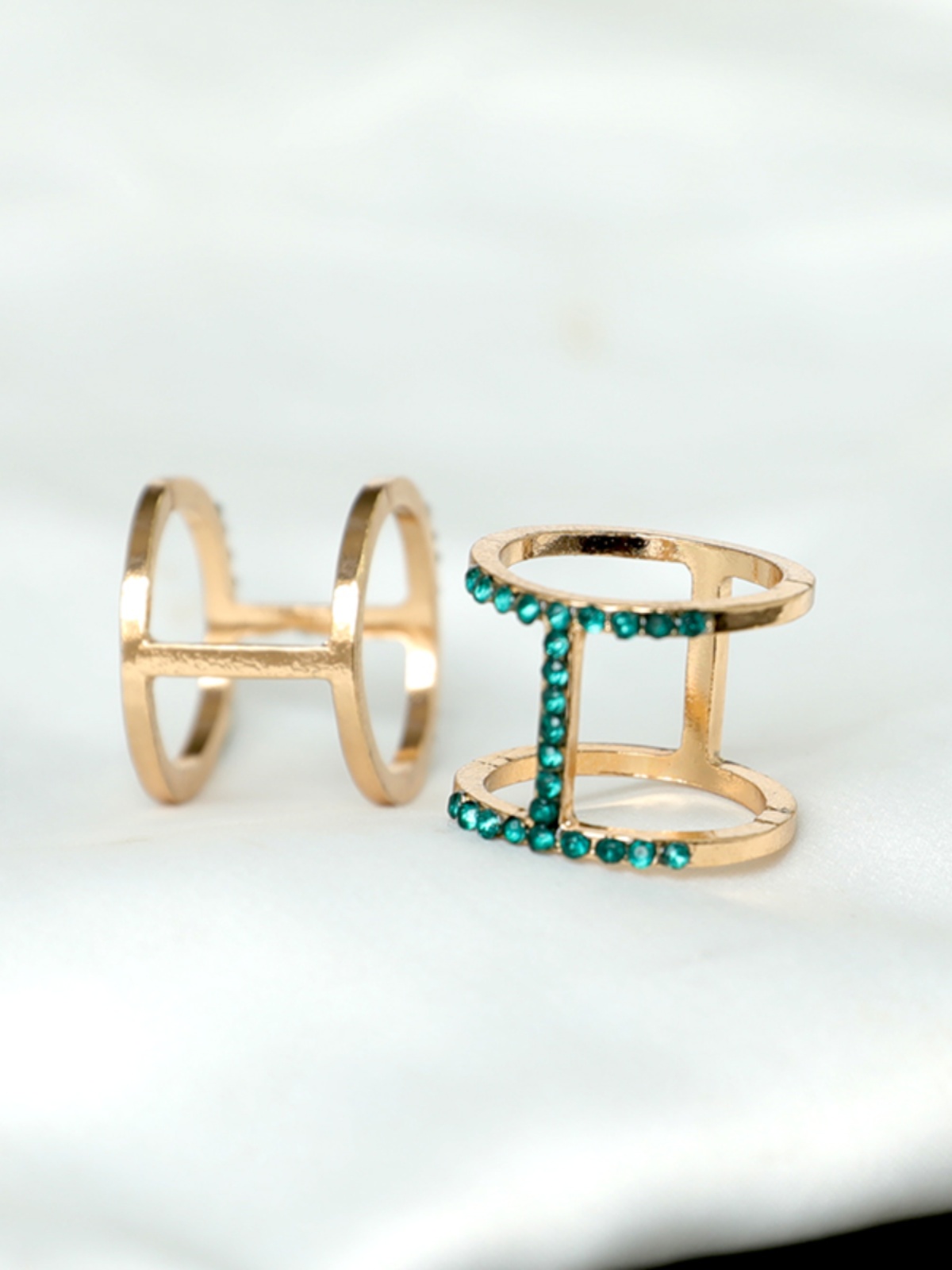 Minimalist Gold-Plated Diamond-Inlaid Hollow Ring Set - Versatile Tail Ring Accessories for Chic Fashion