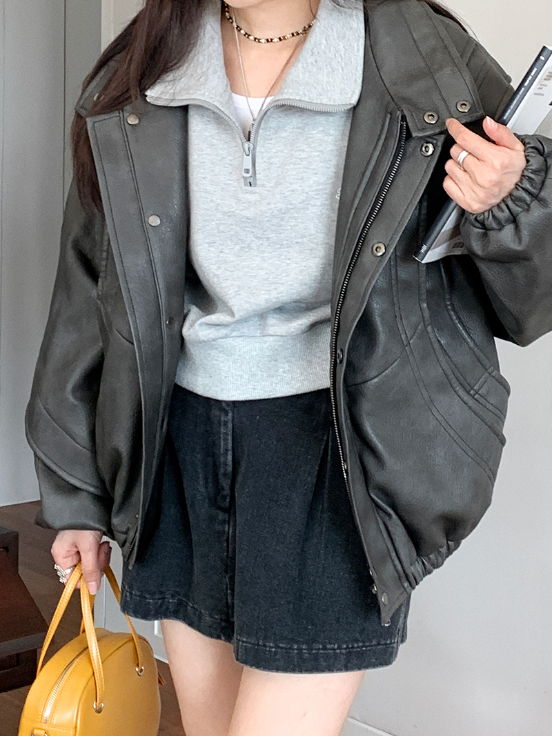 Minimalist Gray Half-Zip Sweatshirt for Women - Casual Long Sleeve Top for Autumn 2025, American Style Fashion Minimalist Gray Half-Zip Sweatshirt for Women - Casual Long Sleeve Top for Autumn 2025, American Style Fashion