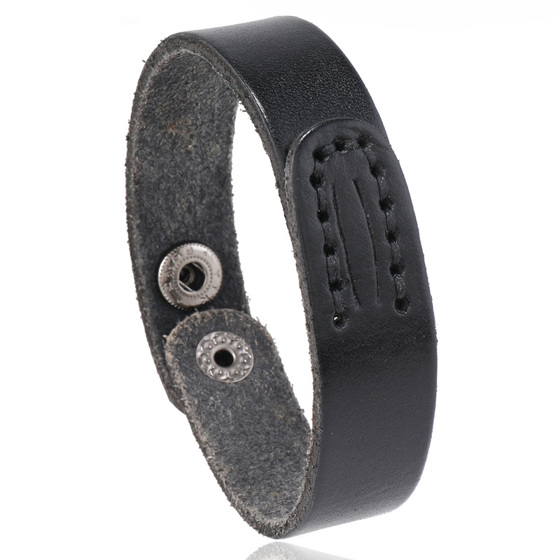 Minimalist Handmade Retro Leather Bracelet with Unique Stitched Design for Artistic Style