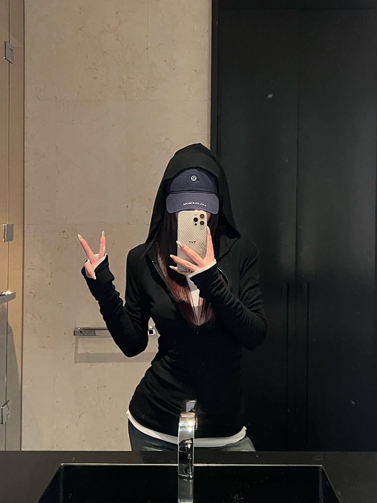 Minimalist Hooded Knitted T-Shirt for Women - Slim Fit Long Sleeve Top, Spring Fashion Essential