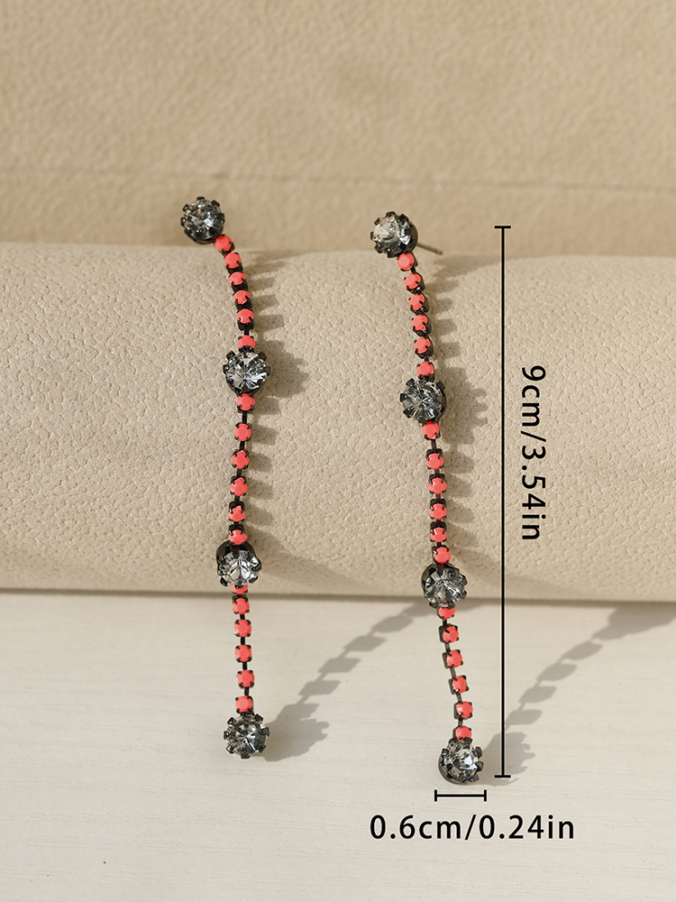 Minimalist Long Tassel Gemstone Chain Earrings for Women - Trendy European and American Style Ear Accessories Minimalist Long Tassel Gemstone Chain Earrings for Women - Trendy European and American Style Ear Accessories