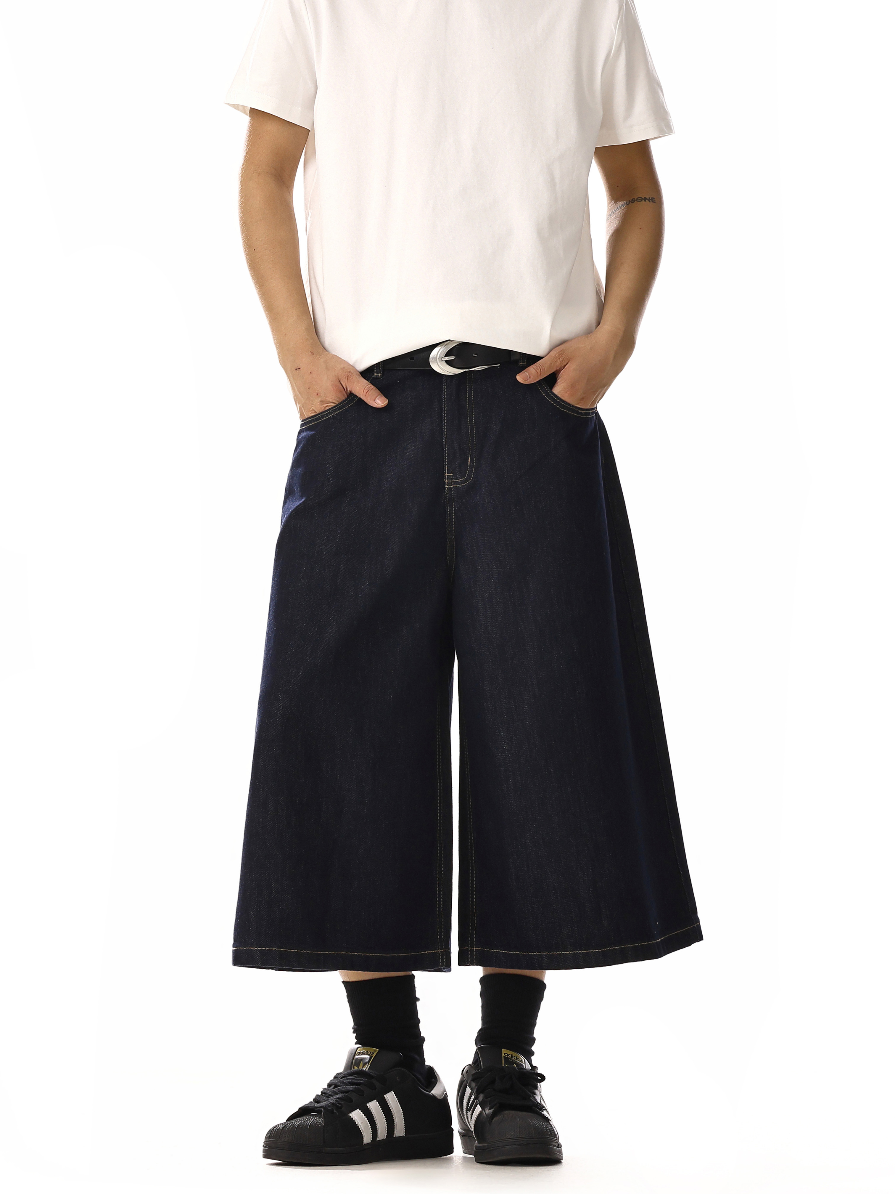 Minimalist Loose Wide-Leg Cropped Jeans for Men and Women - High Street Versatile Straight-Fit Casual Pants Minimalist Loose Wide-Leg Cropped Jeans for Men and Women - High Street Versatile Straight-Fit Casual Pants