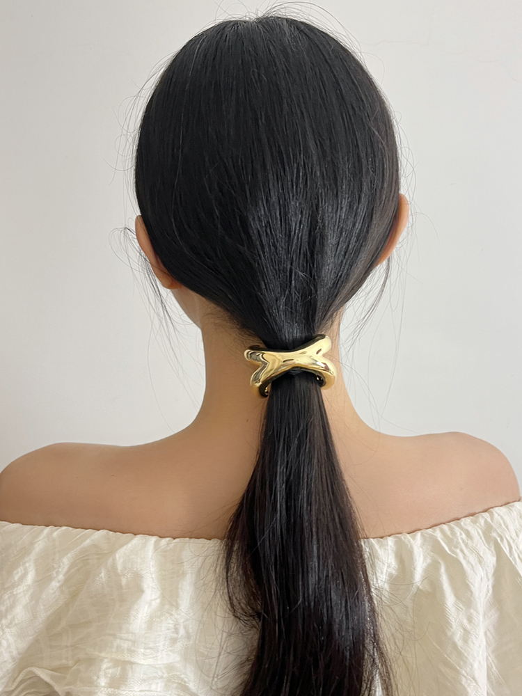Minimalist Metal Cross-Arch Hair Tie for Women - High-End Smooth Elastic Band for Low Ponytails, 2025 Fashion Accessory Minimalist Metal Cross-Arch Hair Tie for Women - High-End Smooth Elastic Band for Low Ponytails, 2025 Fashion Accessory
